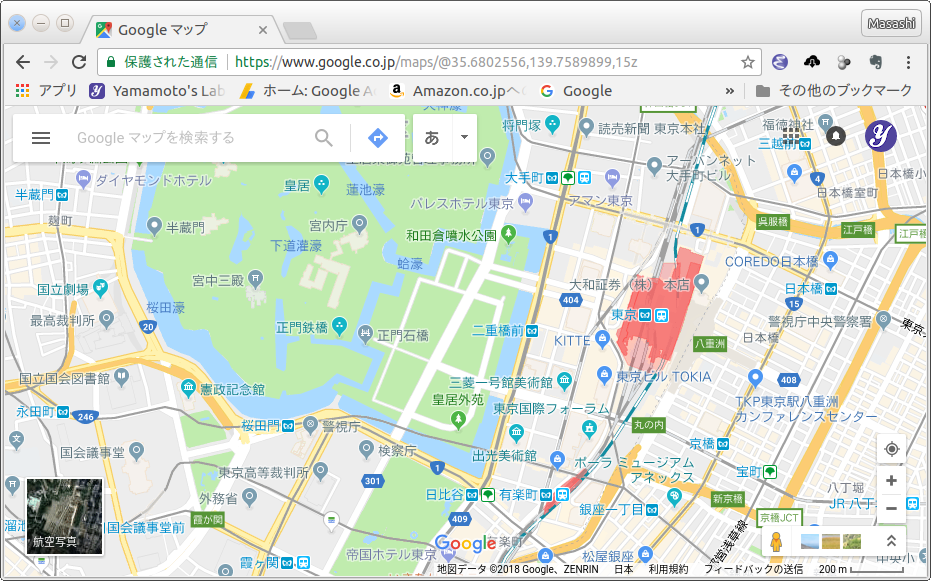 Google マップでの地図の表示