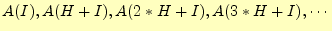 $ A(I),A(H+I),A(2*H+I),A(3*H+I),\cdots$