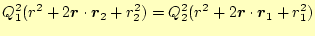 $\displaystyle Q_1^2(r^2+2\boldsymbol{r}\cdot\boldsymbol{r}_2+r_2^2)= Q_2^2(r^2+2\boldsymbol{r}\cdot\boldsymbol{r}_1+r_1^2)$