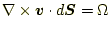 $\displaystyle \nabla\times\boldsymbol{v}\cdot d \boldsymbol{S}=\Omega$