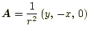 $\displaystyle \boldsymbol{A}=\frac{1}{r^2}\left(y,\,-x,\,0\right)$