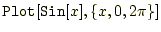 $\displaystyle \texttt{Plot}[\texttt{Sin}[x],\{x,0,2\pi\}]$