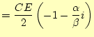 $\displaystyle =\frac{CE}{2}\left(-1-\frac{\alpha}{\beta}i\right)$