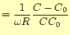 $\displaystyle =\frac{1}{\omega R}\frac{C-C_0}{CC_0}$