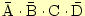 $ \bar{\mathrm{A}}\cdot\bar{\mathrm{B}}\cdot
\mathrm{C}\cdot\bar{\mathrm{D}}$