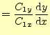 $\displaystyle =\frac{C_{1y}}{C_{1x}}\frac{\mathrm{d}y}{\mathrm{d}x}$