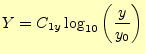 $\displaystyle Y=C_{1y}\log_{10}\left(\frac{y}{y_0}\right)$