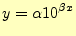 $\displaystyle y=\alpha 10^{\beta x}$