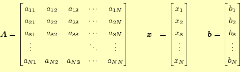 \begin{equation*}\begin{aligned}\boldsymbol{A}&= \begin{bmatrix}a_{11} & a_{12} ...
...rix}b_1  b_2  b_3  \vdots b_N \end{bmatrix} \end{aligned}\end{equation*}