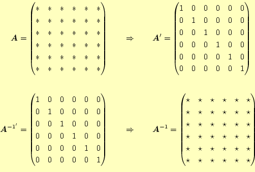 \begin{equation*}\begin{aligned}\boldsymbol{A} = \begin{pmatrix}\ast & \ast & \a...
...ar & \star & \star & \star & \star \ \end{pmatrix} \end{aligned}\end{equation*}