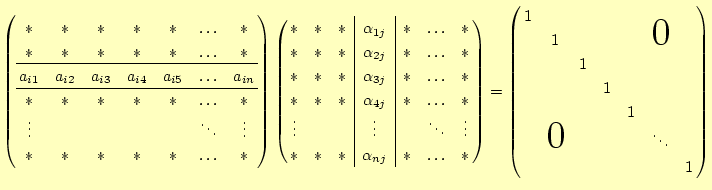 $\displaystyle \left( \begin{array}{@{ }ccccccc@{ }} \ast & \ast & \ast & \ast...
...ap{\smash{\Huge$0$}}\quad} & & & & \ddots & \ & & & & & &1 \end{array} \right)$