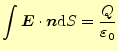 $\displaystyle \int \boldsymbol{E}\cdot\boldsymbol{n}\mathrm{d}S=\frac{Q}{\varepsilon_0}$