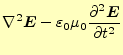 $\displaystyle \nabla^2\boldsymbol{E}-\varepsilon_0\mu_0 \if 12 \frac{\partial \...
...bol{E}}{\partial t} \else \frac{\partial^{2} \boldsymbol{E}}{\partial t^{2}}\fi$