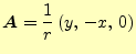 $\displaystyle \boldsymbol{A}=\frac{1}{r}\left(y,\,-x,\,0\right)$