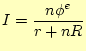 $\displaystyle I=\frac{n\phi^e}{r+nR}$