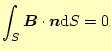 $\displaystyle \int_S\boldsymbol{B}\cdot\boldsymbol{n}\mathrm{d}S=0$