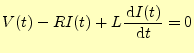$\displaystyle V(t)-RI(t)+L \if 11 \frac{\,\mathrm{d}I(t)}{\,\mathrm{d}t} \else \frac{\,\mathrm{d}^{1} I(t)}{\,\mathrm{d}t^{1}}\fi =0$