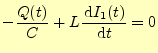 $\displaystyle -\frac{Q(t)}{C}+L \if 11 \frac{\,\mathrm{d}I_1(t)}{\,\mathrm{d}t} \else \frac{\,\mathrm{d}^{1} I_1(t)}{\,\mathrm{d}t^{1}}\fi =0$