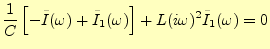 $\displaystyle \frac{1}{C}\left[-\tilde{I}(\omega)+\tilde{I}_1(\omega)\right]+L(i\omega)^2\tilde{I}_1(\omega)=0$