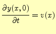 $\displaystyle \if 11 \cfrac{\partial y(x,0)}{\partial t} \else \cfrac{\partial^{1} y(x,0)}{\partial t^{1}}\fi =v(x)$