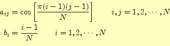 \begin{equation*}\begin{aligned}f(x)=\sum_{j=1}^{N}x_i\cos\left[(j-1)x\right] \end{aligned}\end{equation*}