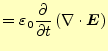 $\displaystyle =\varepsilon_0 \if 11 \frac{\partial }{\partial t} \else \frac{\partial^{1} }{\partial t^{1}}\fi \left(\div{\boldsymbol{E}}\right)$