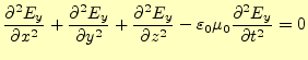 $\displaystyle \if 12 \frac{\partial E_y}{\partial x} \else \frac{\partial^{2} E...
...c{\partial E_y}{\partial t} \else \frac{\partial^{2} E_y}{\partial t^{2}}\fi =0$