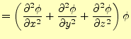 $\displaystyle =\left( \if 12 \frac{\partial \phi}{\partial x} \else \frac{\part...
...\phi}{\partial z} \else \frac{\partial^{2} \phi}{\partial z^{2}}\fi \right)\phi$