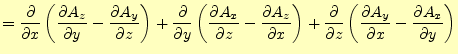 $\displaystyle = \if 11 \frac{\partial }{\partial x} \else \frac{\partial^{1} }{...
...rtial A_x}{\partial y} \else \frac{\partial^{1} A_x}{\partial y^{1}}\fi \right)$