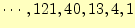 $ \cdots, 121, 40, 13, 4, 1$