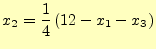 $\displaystyle x_2=\frac{1}{4}\left(12-x_1-x_3\right)$