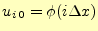 $\displaystyle u_{i\,0}=\phi(i\Delta x)$