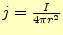 $ j=\frac{I}{4\pi
r^2}$