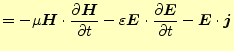 $\displaystyle =-\mu\boldsymbol{H}\cdot \if 11 \frac{\partial \boldsymbol{H}}{\p...
...rtial^{1} \boldsymbol{E}}{\partial t^{1}}\fi -\boldsymbol{E}\cdot\boldsymbol{j}$