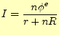 $\displaystyle I=\frac{n\phi^e}{r+nR}$