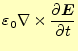 $\displaystyle \varepsilon_0\nabla\times \if 11 \frac{\partial \boldsymbol{E}}{\partial t} \else \frac{\partial^{1} \boldsymbol{E}}{\partial t^{1}}\fi$