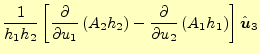 $\displaystyle \frac{1}{h_1h_2}\left[ \frac{\partial}{\partial u_1}\left(A_2h_2\...
...-\frac{\partial}{\partial u_2}\left(A_1h_1\right) \right]\hat{\boldsymbol{u}}_3$