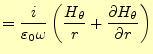 $\displaystyle =\frac{i}{\varepsilon_0\omega}\left(\frac{H_\theta}{r}+ \if 11 \f...
...heta}{\partial r} \else \frac{\partial^{1} H_\theta}{\partial r^{1}}\fi \right)$