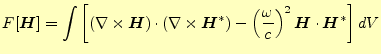 $\displaystyle F[\boldsymbol{H}] =\int\left[\left(\nabla\times \boldsymbol{H}\ri...
...-\left(\frac{\omega}{c}\right)^2\boldsymbol{H}\cdot\boldsymbol{H}^\ast\right]dV$