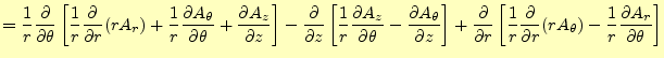 $\displaystyle = \frac{1}{r} \if 11 \frac{\partial }{\partial \theta} \else \fra...
...{\partial \theta} \else \frac{\partial^{1} A_r}{\partial \theta^{1}}\fi \right]$